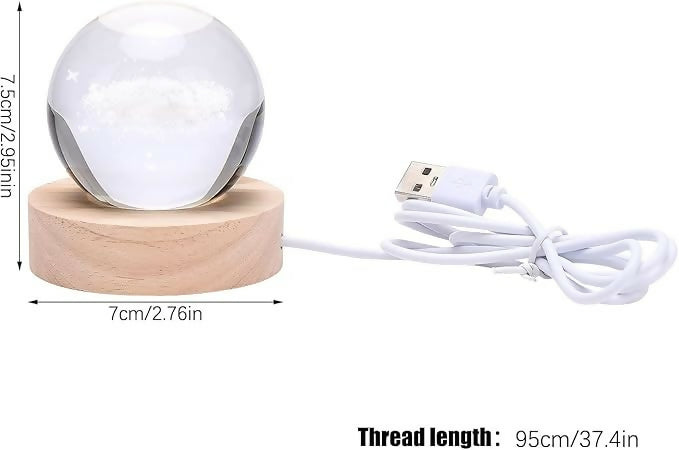 3D Engraved Crystal Astronaut LED Night Lamp with Wooden Base – Space-Themed Decorative Light for Kids' Rooms, Desks, and Gifts – Warm White Ambient Lighting for Space Enthusiasts and Galaxy Lovers